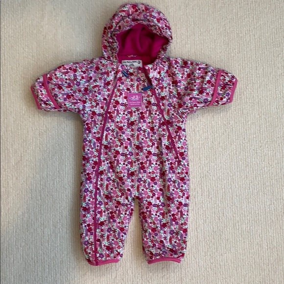 JoJo Maman Bebe Other - Infant Baby Jojo Maman Bebe Floral Insulated Fleece Snow Suit Bunting Sz 0-3M